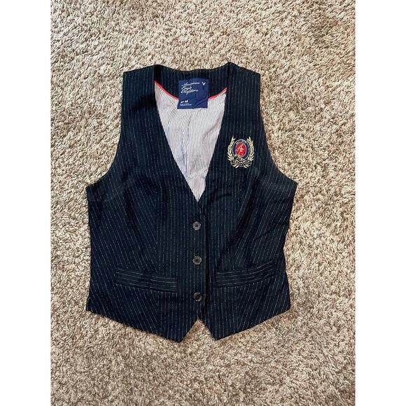 American Eagle Blue Pin Stripe Vest kids Size Medium - Picture 1 of 3